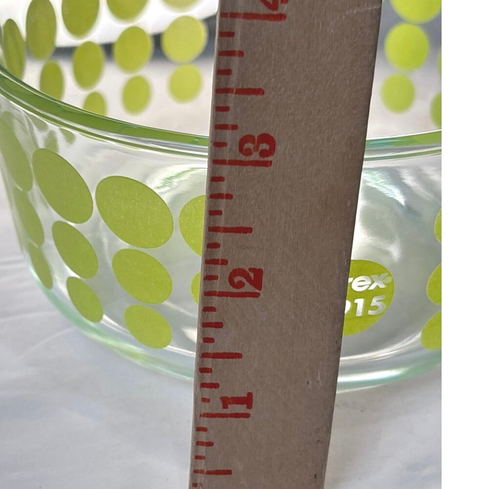 PYREX 100TH ANNIVERSARY 1915 LIME AND AQUA DOT GLASS STORAGE BOWLS-Set of 2 - Picture 7 of 9